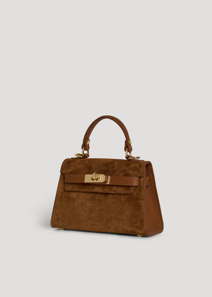Borsa Victoria in Camoscio e Pelle Cuoio