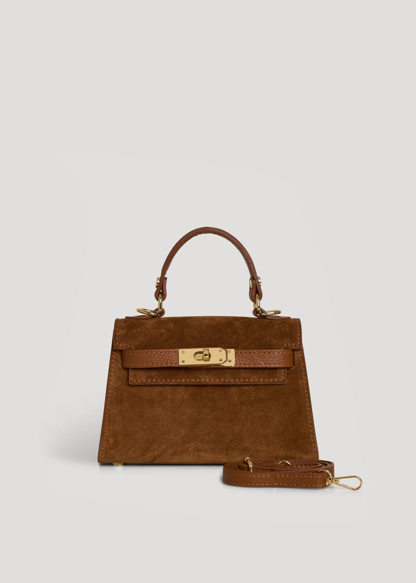 Borsa Victoria in Camoscio e Pelle Cuoio