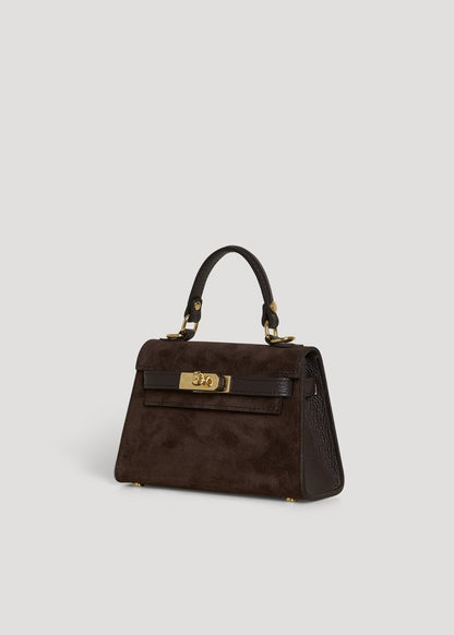Borsa Victoria in Camoscio e Pelle Testa di Moro