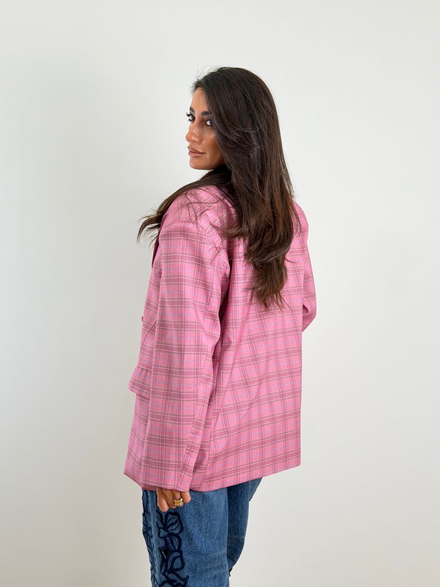 Blazer rosa quadri 13317