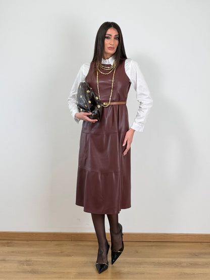 Abito longuette ecopelle bordo 20855