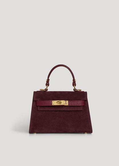Borsa Victoria in Camoscio e Pelle Borgogna