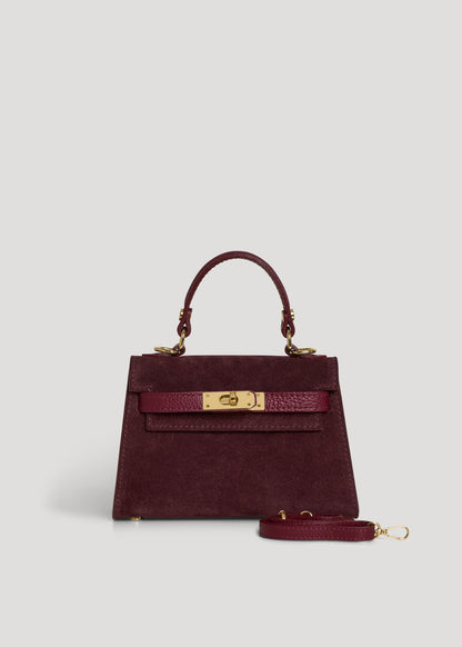 Borsa Victoria in Camoscio e Pelle Borgogna