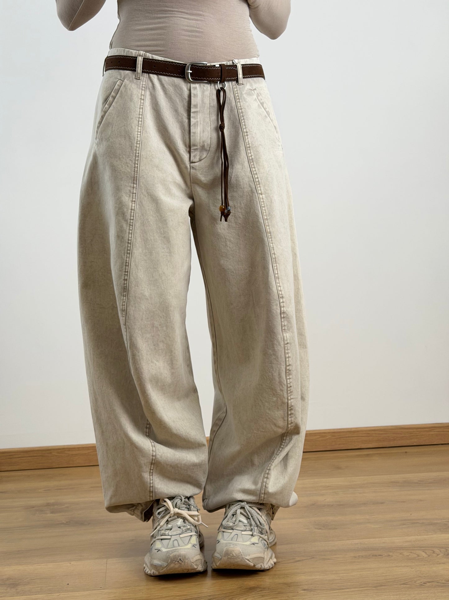 Jeans ballon beige/marrone TR811
