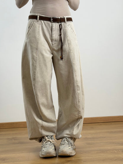 Jeans ballon beige/marrone TR811