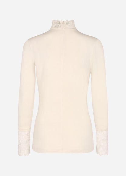 Alba™ – Camiseta de Encaje con Escote en V Beige