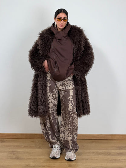 Ecopelliccia Mongolia lunga MARRONE F11509