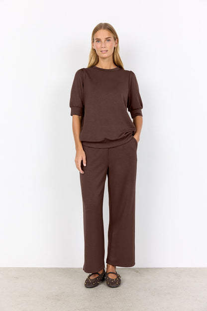 Elena™ – Blusa de Felpa con Mangas Cortas Marrón