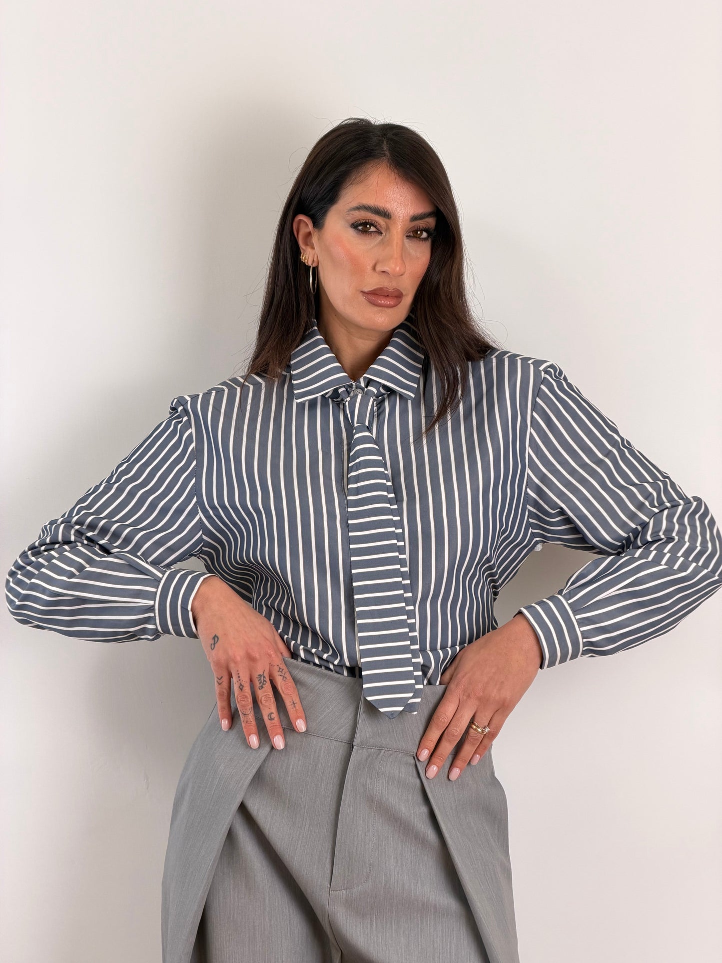 Camicia cravatta blue m13410