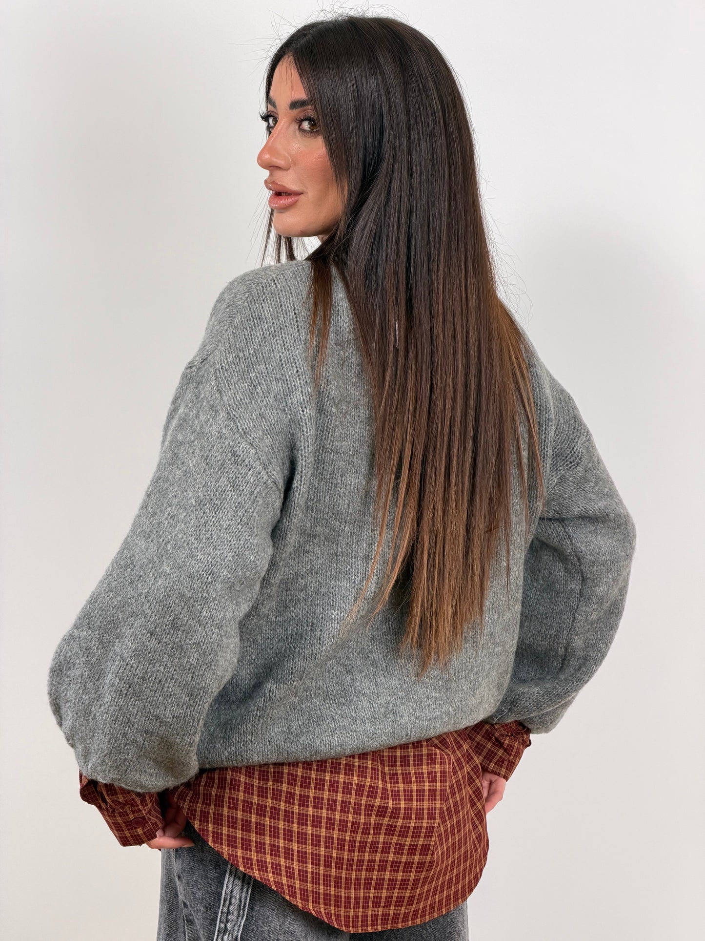 Pull grigio scritta rossa *NON MI STRESSARE * A3591