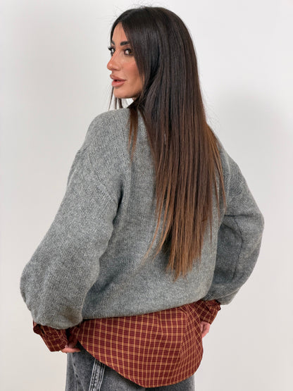 Pull grigio scritta rossa *NON MI STRESSARE * A3591