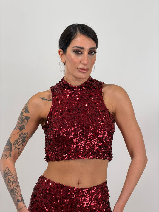 Top paillettes ROSSO 6528