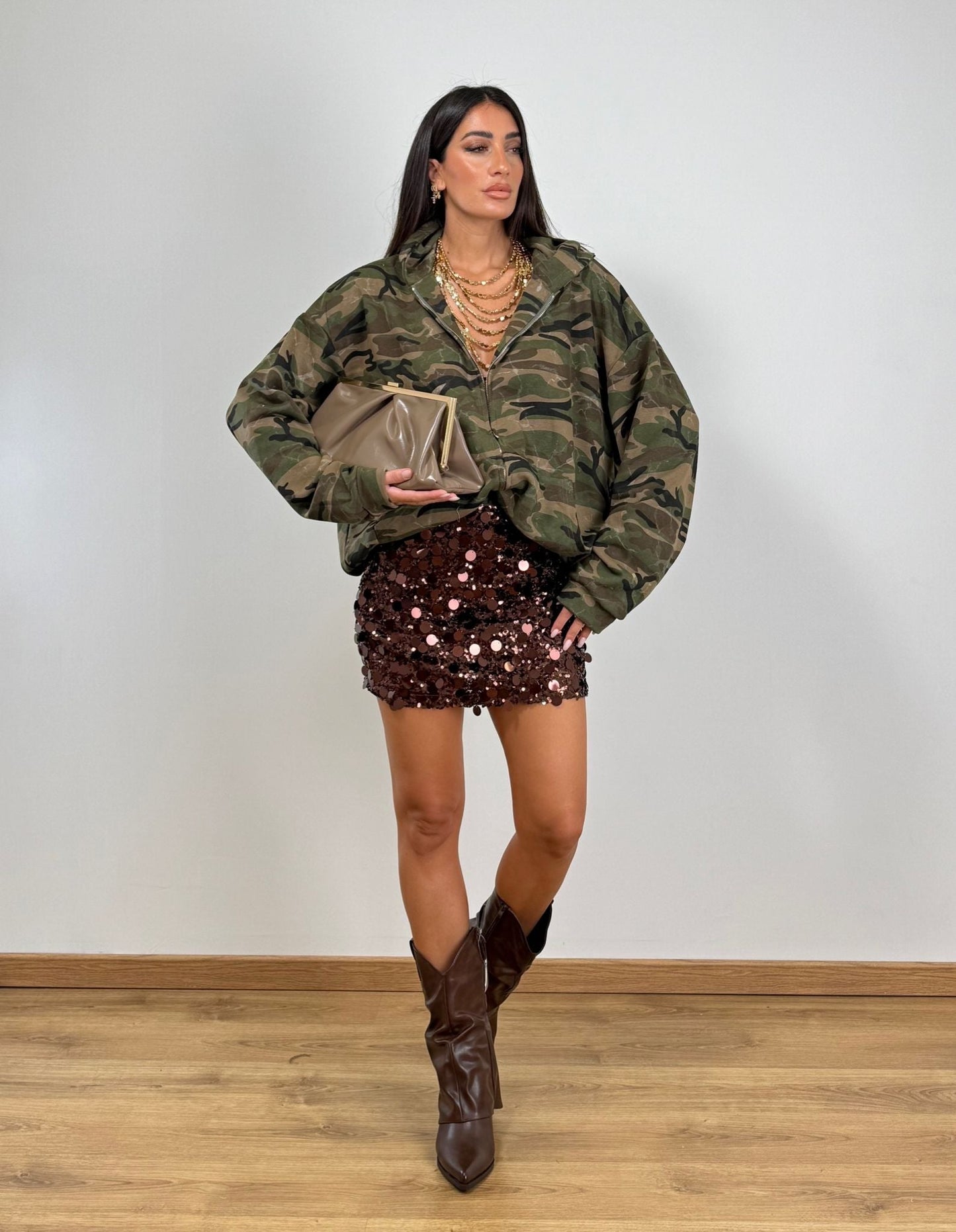 Gonna maxi PAILLETTES BROWN 8365