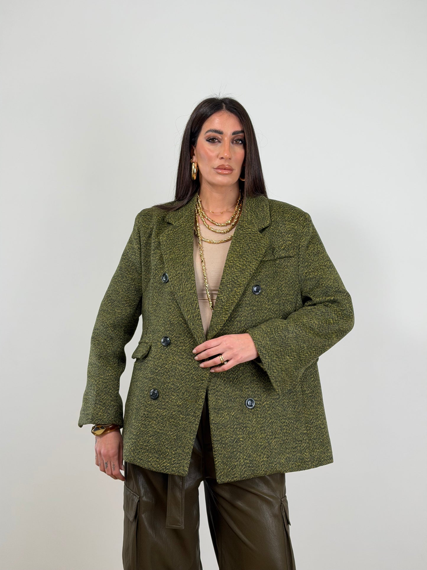 Blazer cappotto imbottito verde 48320