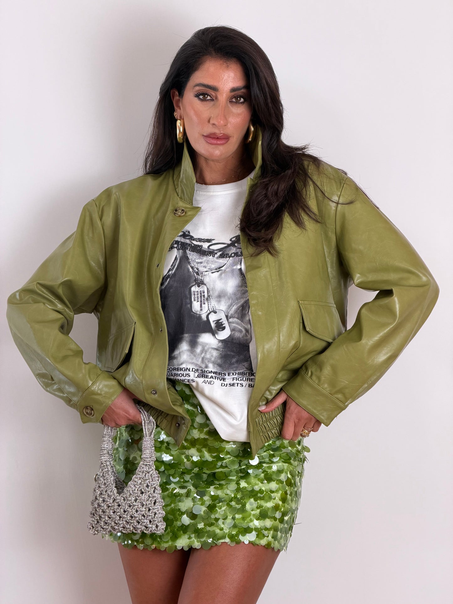 Giubbotto ecopelle verde 3505