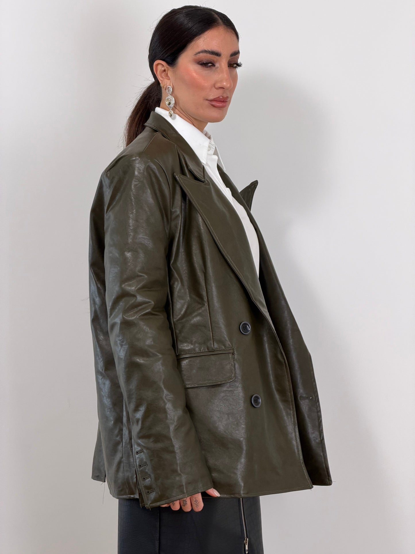 Blazer ecopelle verde w48510