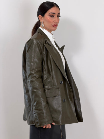 Blazer ecopelle verde w48510