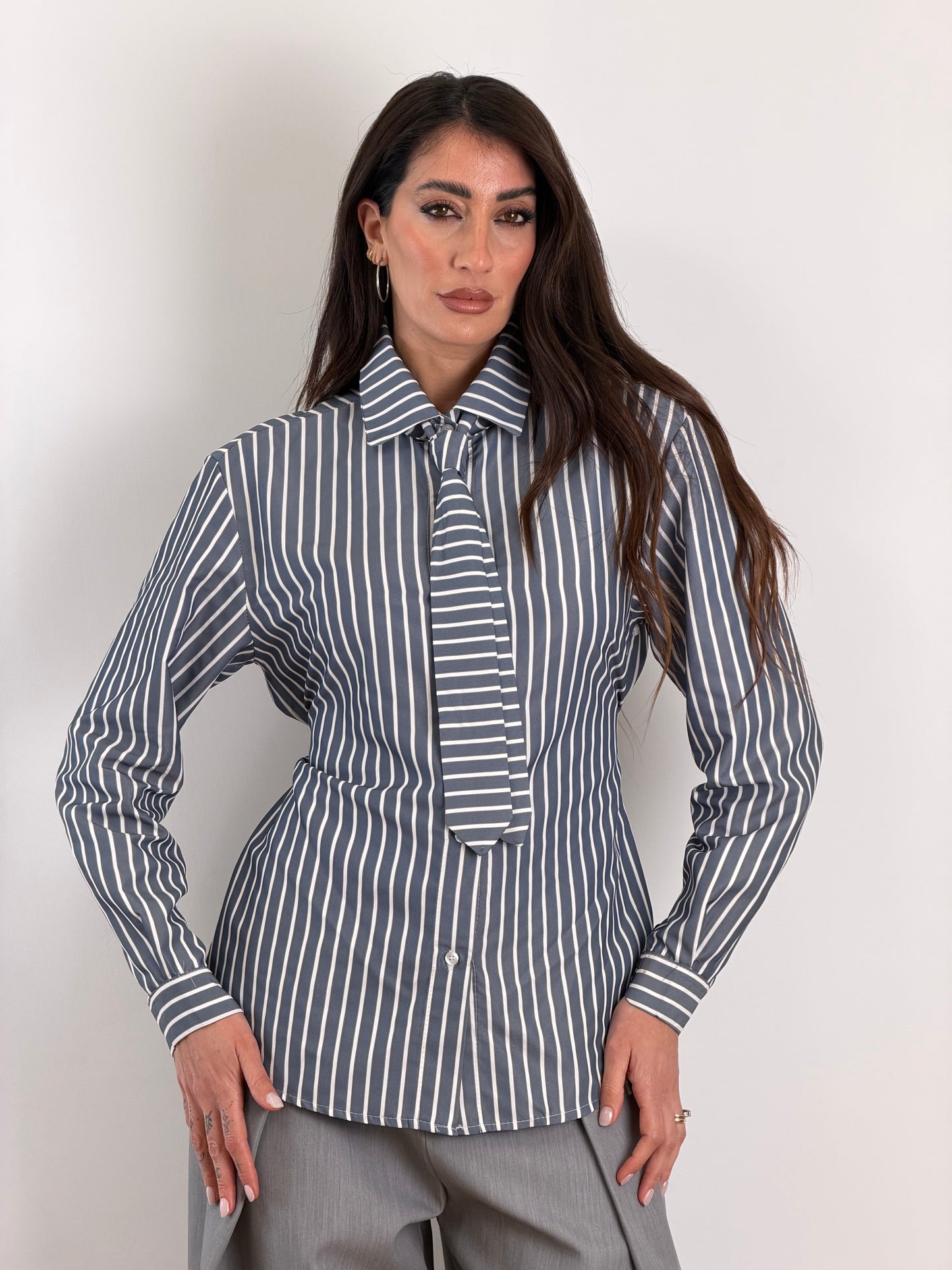 Camicia cravatta blue m13410