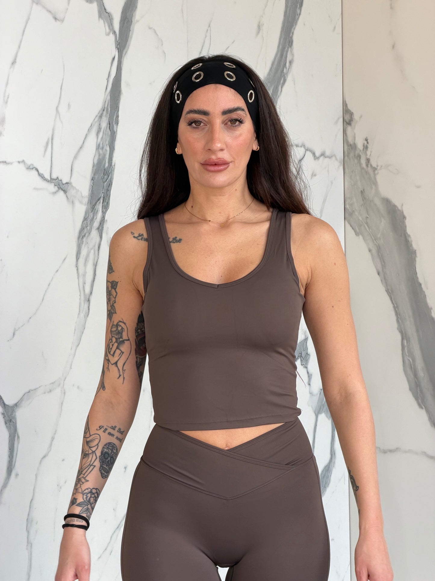 Coordinato fit canotta 07011 marrone