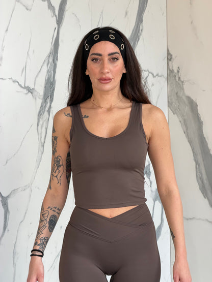 Coordinato fit canotta 07011 marrone