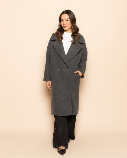 EMMA LONG COAT DONKERGRIJS