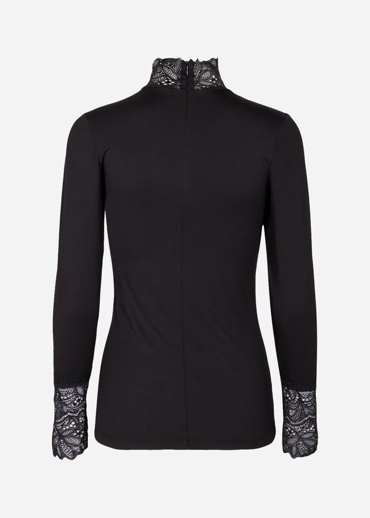 Alba™ – Camiseta de Encaje con Escote en V Azul Marino