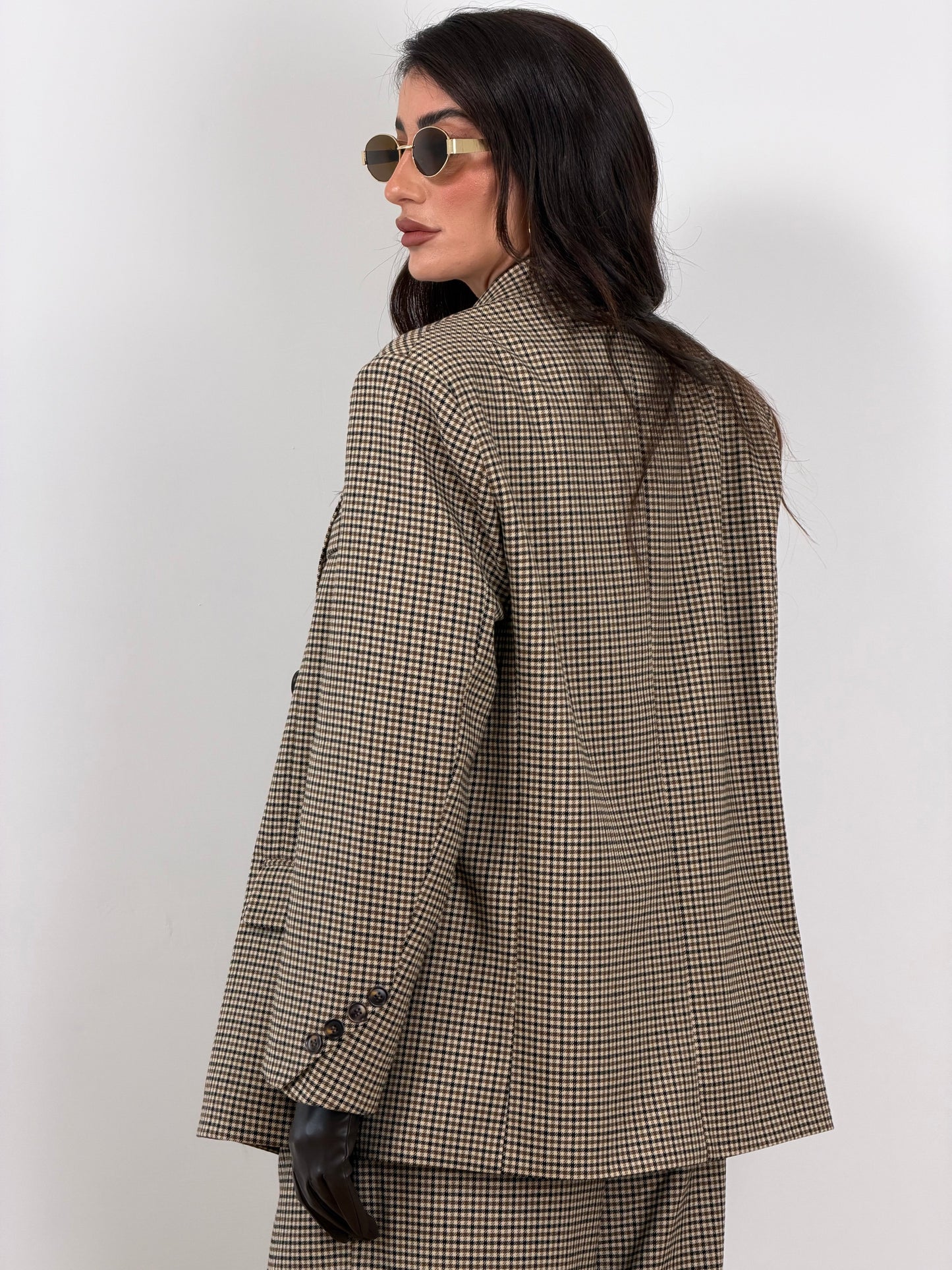 Blazer quadri beige Lumina 260067