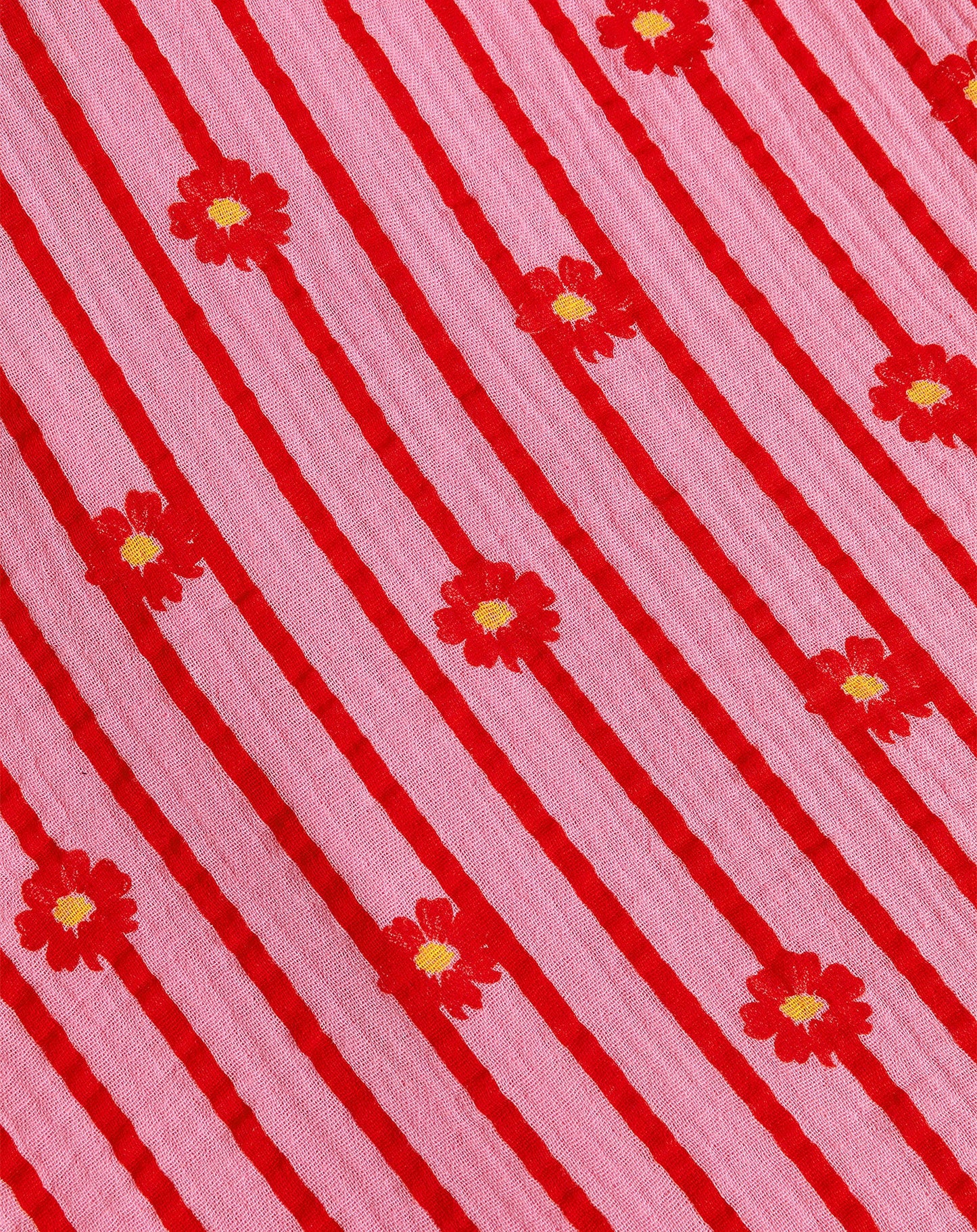 FLOWER STRIPE MOUSSELINE PLAYSUIT ROOD