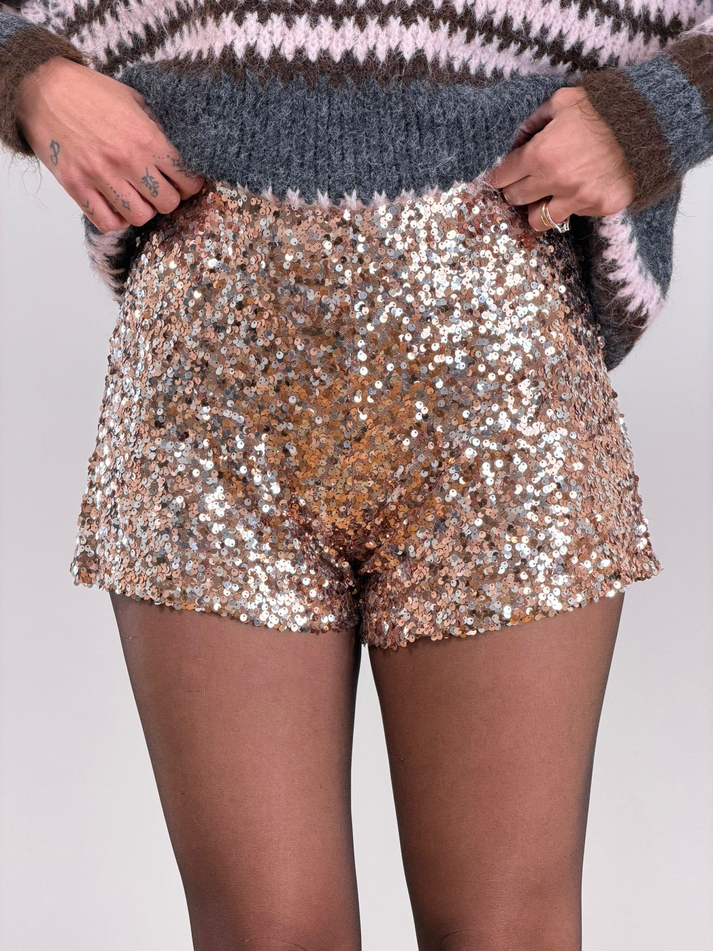 Short paillettes oro 2255