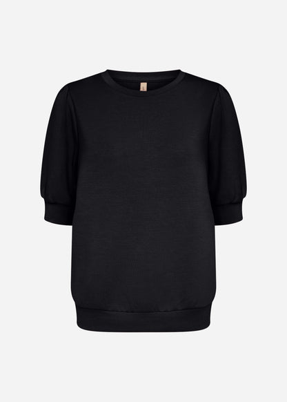 Elena™ – Blusa de Felpa con Mangas Cortas Negra