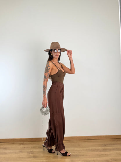 Pantalone Harem marrone 11528.
