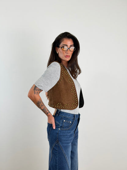 Gilet brown borchie 8388