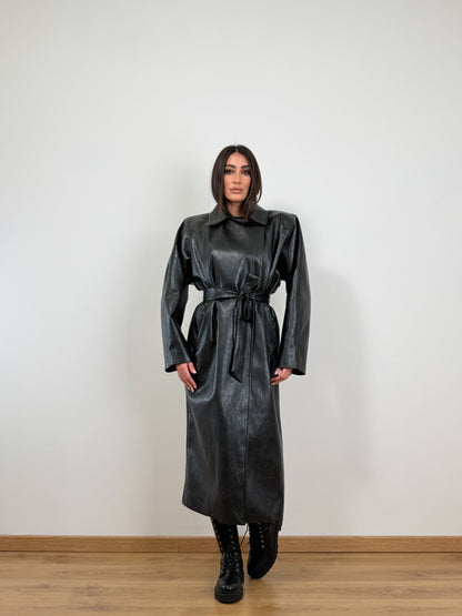 Trench lumina ecopelle nero LD5066