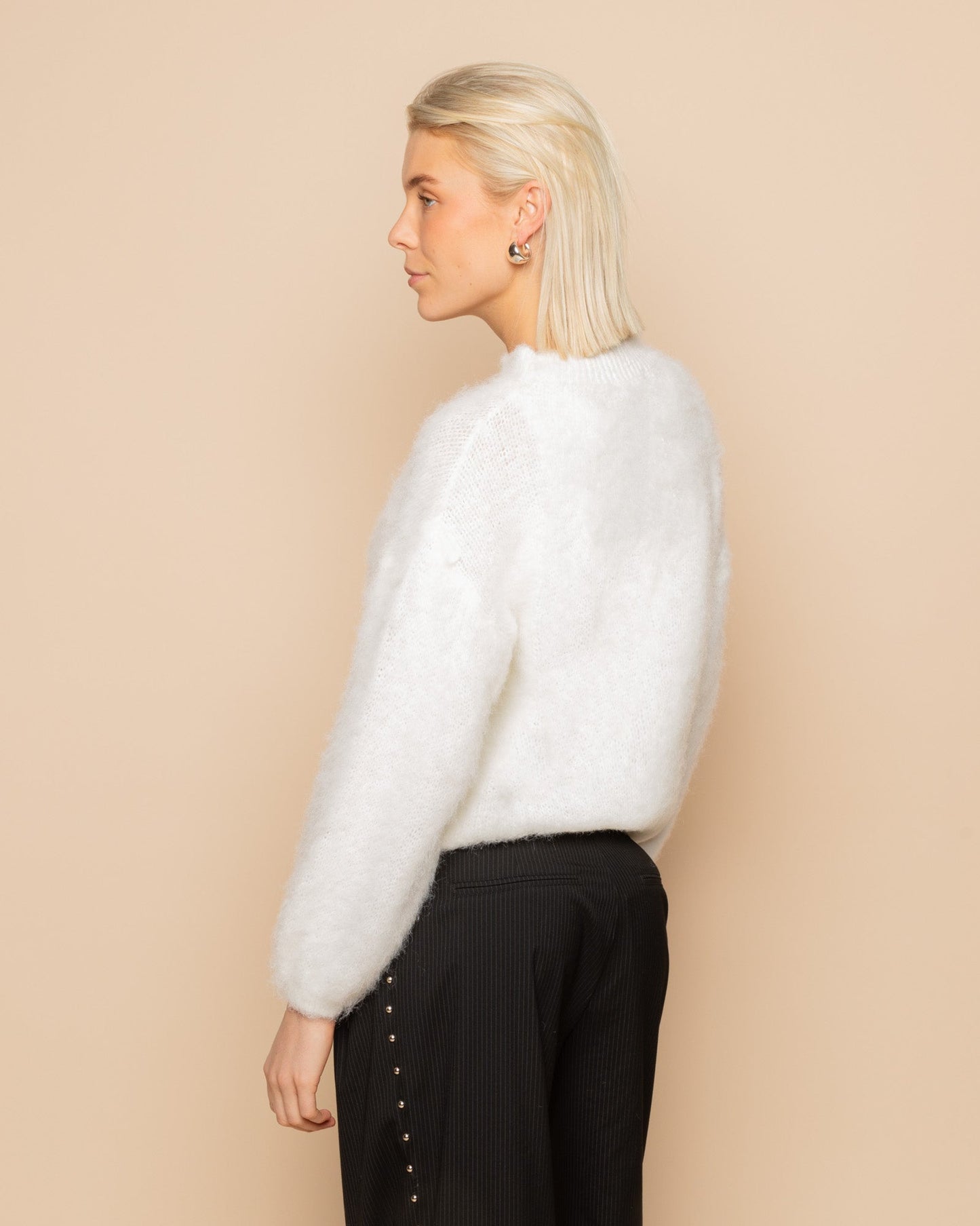 BRUSHED MOHAIR KNIT CRÈME