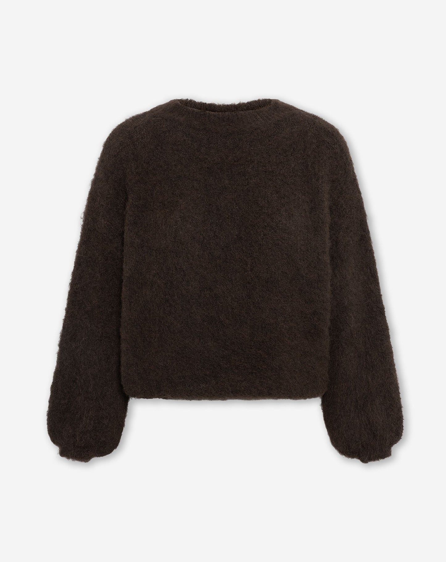 BRUSHED MOHAIR KNIT DONKERBRUIN