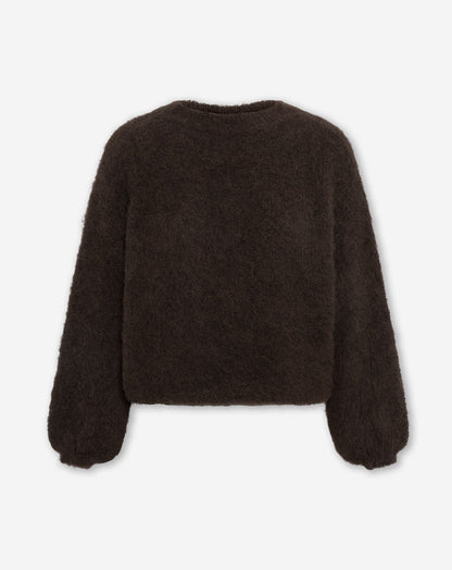 BRUSHED MOHAIR KNIT DONKERBRUIN