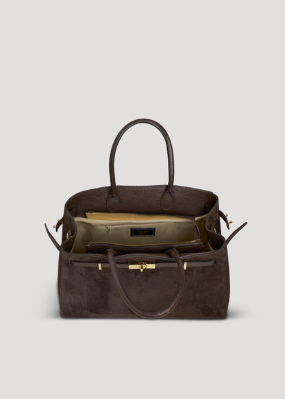 Borsa Driade in Camoscio e Pelle Testa di moro