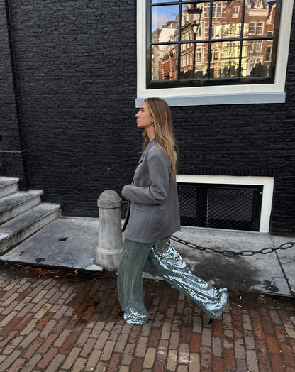 TRANSPARENT SEQUINS PANTS GROEN
