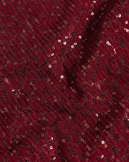 VELVET FLOCK SEQUINS DRESS BURGUNDY