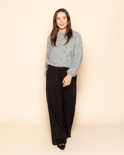 MAUDY STUDDED COMFY PANTS PETITE ZWART