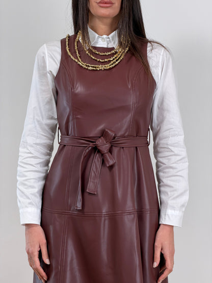 Abito longuette ecopelle bordo 20855