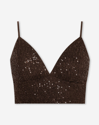 SEQUIN STRAP TOP BRUIN
