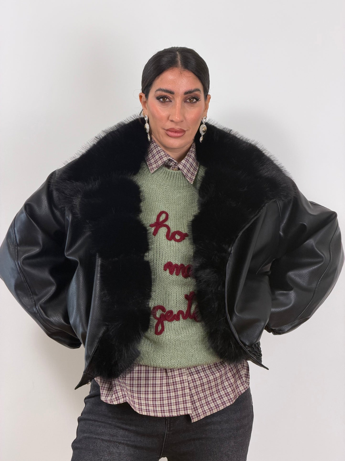 Bomber ecopelle nero imbottito12082