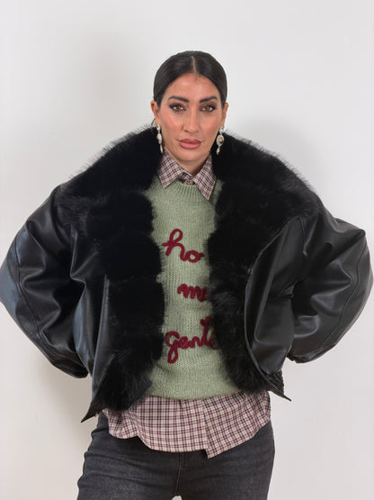 Bomber ecopelle nero imbottito12082