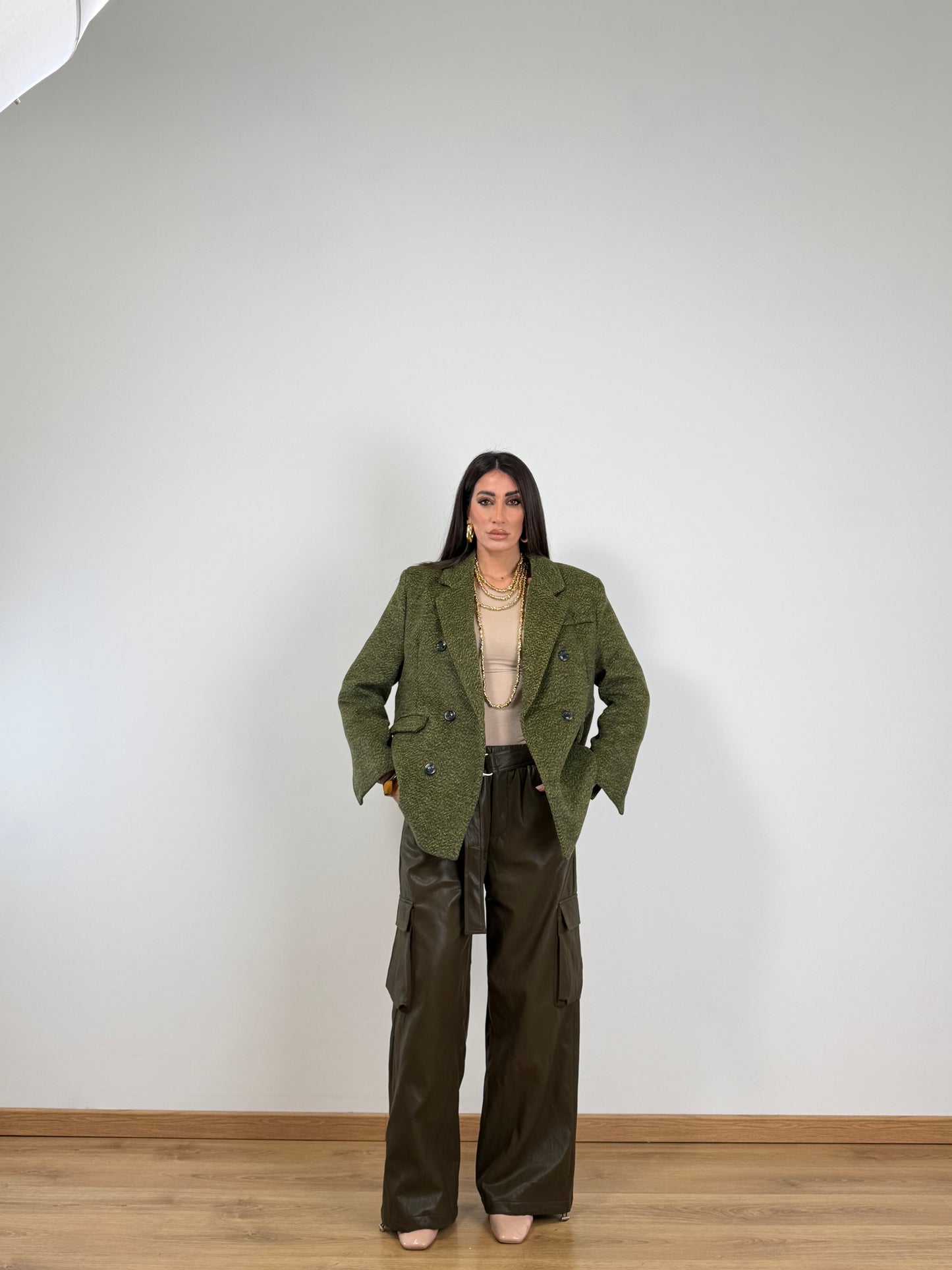 Blazer cappotto imbottito verde 48320
