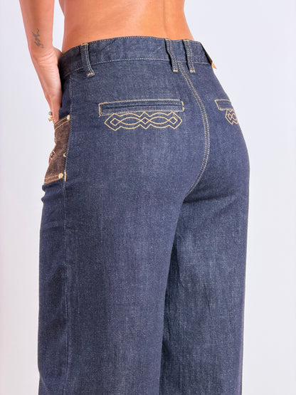 Jeans con velluto marrone H5295