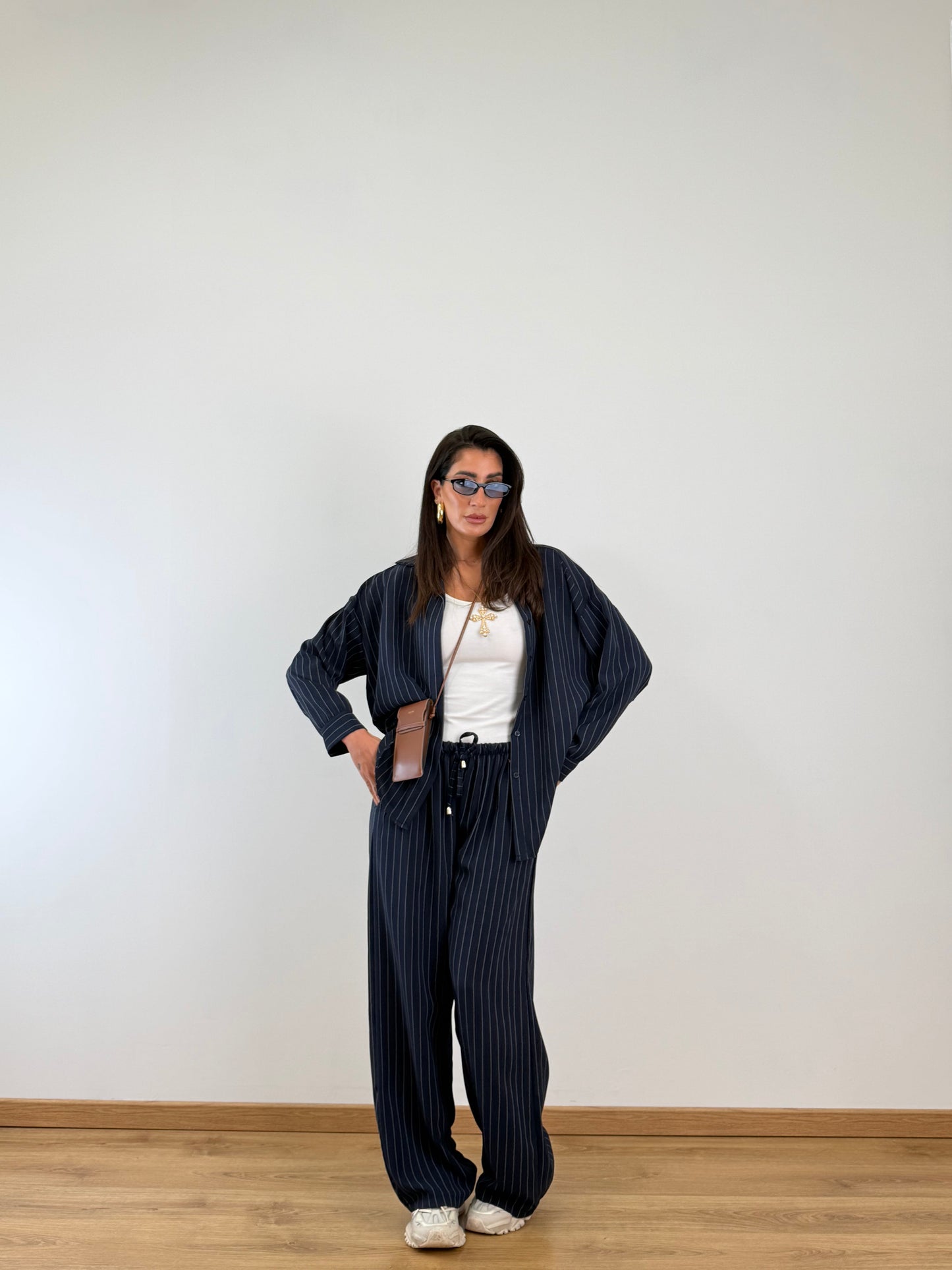 Coordinato blu gessato 25003