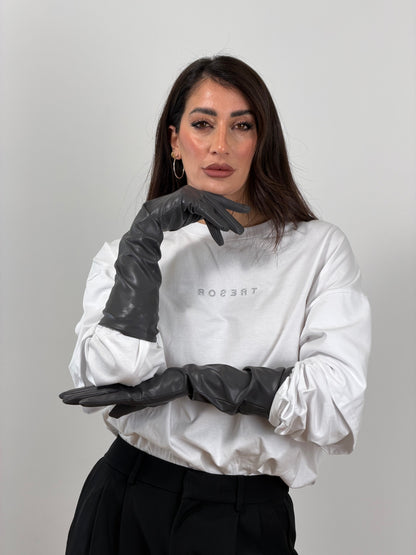 Guanti ECOPELLE lunghi grigi ST421