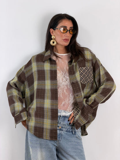 Camicia quadri marrone MF2708