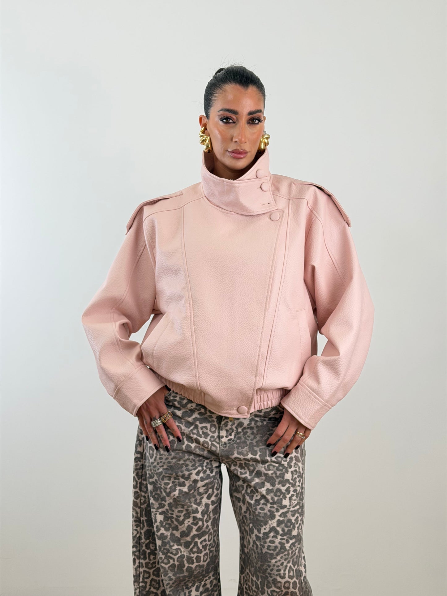 Jacket ecopelle rosa W5009